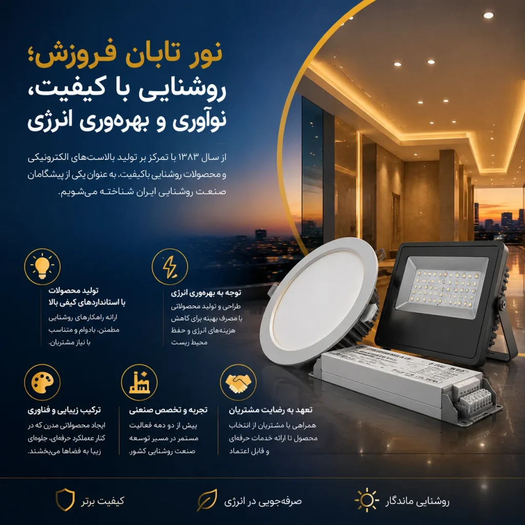 معرفی توانمندی های شرکت نور تابان فروزش